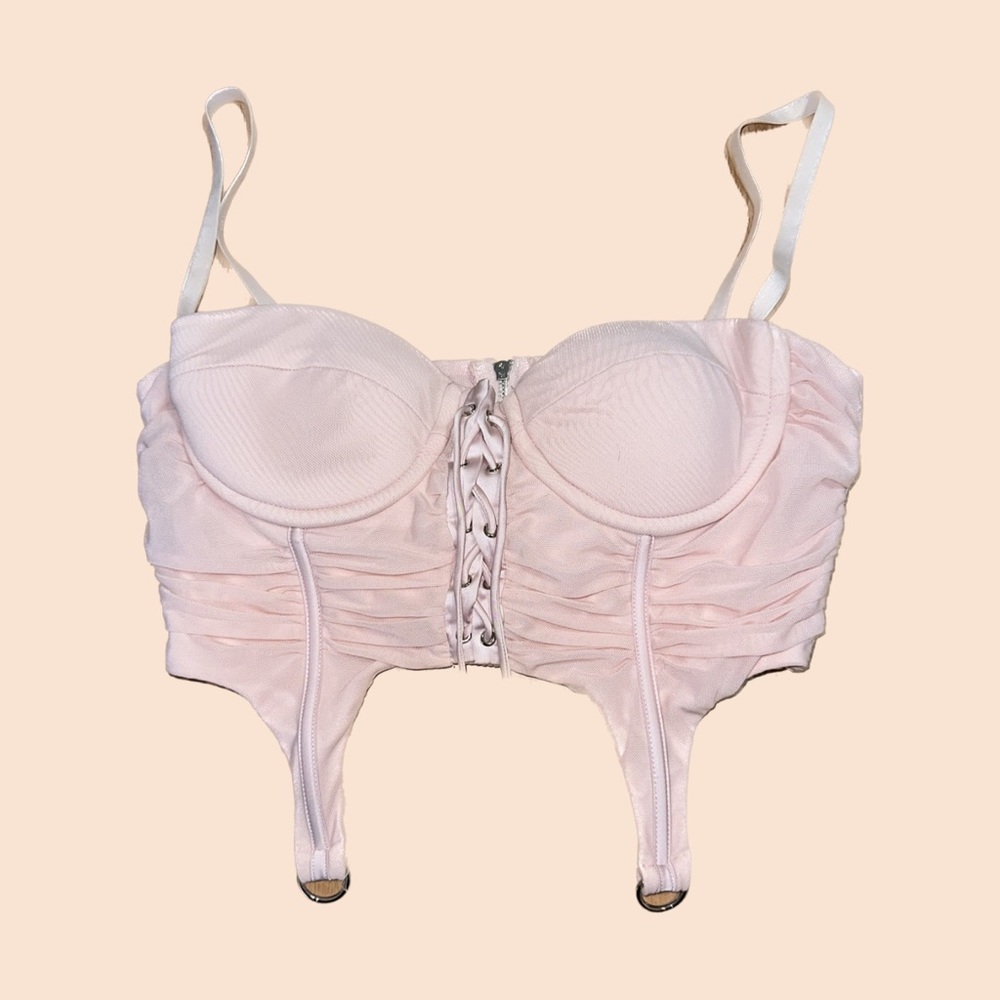 Lace Up Asymmetrical Cropped Bustier Top